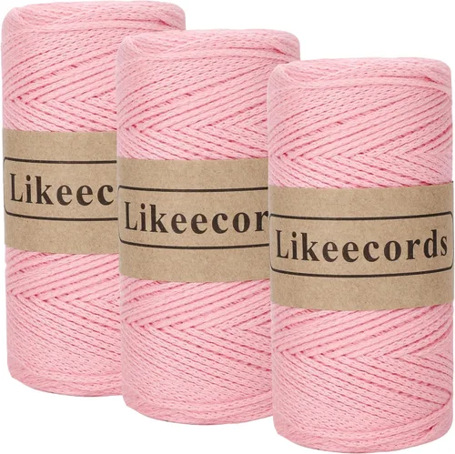 Miniatura 63 de Likeecords Cuerda de algodón 100% hilo de ganchillo de 0.079 pulgadas, cuerda trenzada de macramé, cuerda de macramé, hilo de ganchillo para regalo