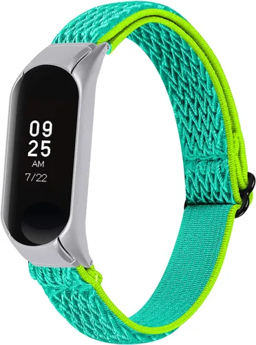 Miniatura 9 de Correa de repuesto Mi Band 3, correa ajustable transpirable de 5.3 a 8.3 pulgadas, correa elástica de repuesto de nailon suave con marco de metal Y09