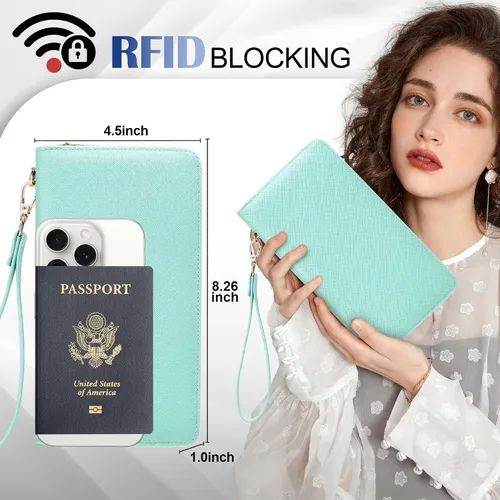 Miniatura 94 de Chelmon - Monedero para mujer de cuero genuino con bloqueo de señal RFID, para tarjetas de crédito