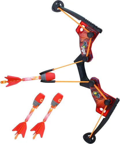 Paquete de arquero Zing HyperStrike FireTek, arco con luz y flechas Zonic con silbato luminoso, dispara flechas a más de 200 pies, juego al aire Rojo