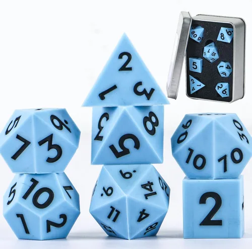 Miniatura 7 de DND - Juego de dados de borde afilado, 7 piezas de dados poliédricos DND con exquisito embalaje de caja de hoja, ideal para juegos de rol