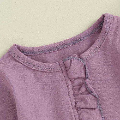 Miniatura 6 de Merqwadd Pijama con cremallera para bebé, paquete de 3 unidades, con volantes, ropa de algodón para llegar a casa