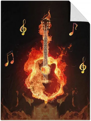 Miniatura 13 de Mercuryelf Manta de guitarra, suave, mullida y cálida, manta pequeña de 30 x 40 pulgadas para regazo y cuna, regalo para los amantes de la guitarra