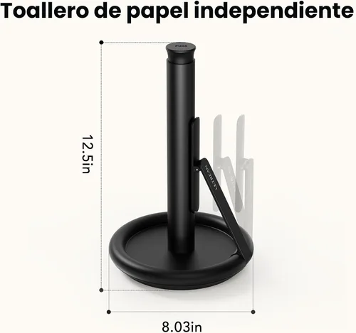 Miniatura 7 de Ultrean Soporte para toallas de papel con botella rociadora, dispensador de toallas de papel independiente para encimera con brazo de tensión