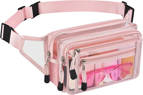 Miniatura 8 de Riñonera transparente aprobada por estadios para mujeres, para el trabajo, bolsa de cintura multiusos para viajes y eventos deportivos, Aguamarina