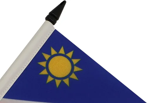 Miniatura 100 de AZ FLAG Sierra Leone Bandera de mesa 5'' x 8'' - Bandera de escritorio de Sierra Leona 21 x 14 cm - Bastón y base de plástico negro