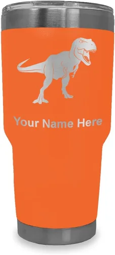 Miniatura 14 de LaserGram Vaso aislado al vacío de 20 onzas, dinosaurio Tiranosaurio Rex, grabado personalizado incluido (negro)