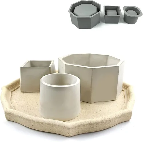 Miniatura 7 de Maceta de hormigón, molde de resina epoxi, maceta de suculentas, molde de silicona