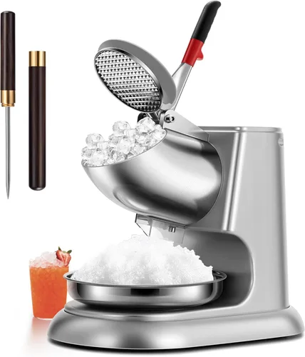 VIVOHOME Trituradora de hielo de doble hoja de 11 pulgadas de altura, 300 W, 2000 rpm, máquina para fabricar cono de nieve, eléctrica plateada con