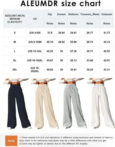 Miniatura 6 de Aleumdr Pantalones deportivos de cintura alta con cordón y pierna ancha con bolsillos, pantalones de yoga sueltos casuales para mujer