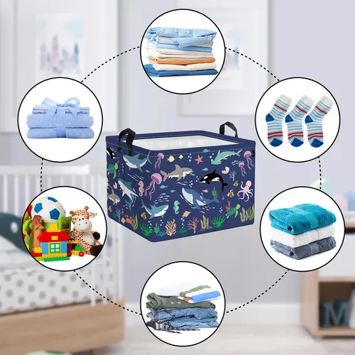 Miniatura 6 de Clastyle Cesta de bebé de tortuga marina con peces y estrellas de mar de coral océano, estrellas de mar, para libros, para libros, impermeable