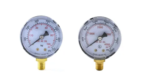 SÜA - Medidores de presión baja y alta para regulador de oxígeno 0-100 psi y 0-4000 psi - 2 pulgadas - Rosca de 1/8 '' - LDP