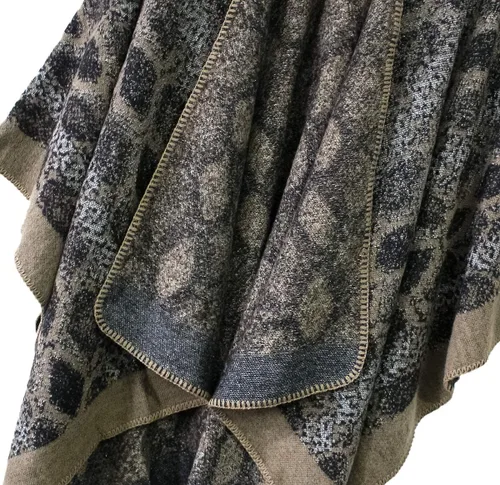 Miniatura 5 de Chal estilo poncho con frente abierto con patrón vintage, capa para mujer