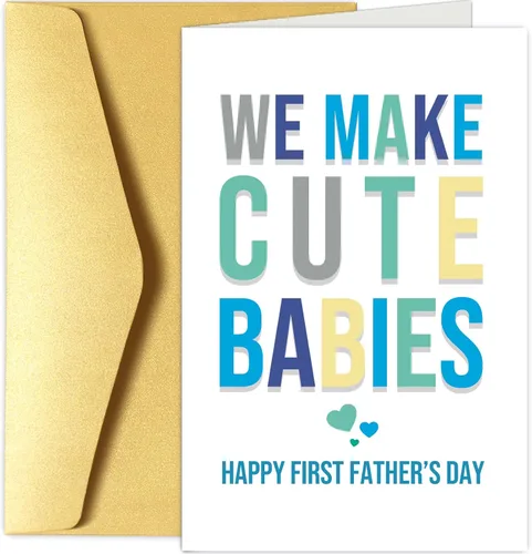 Chenive Tarjeta de feliz primer día del padre para marido, divertida tarjeta del primer día del padre de parte de la esposa, ideas de regalo para el