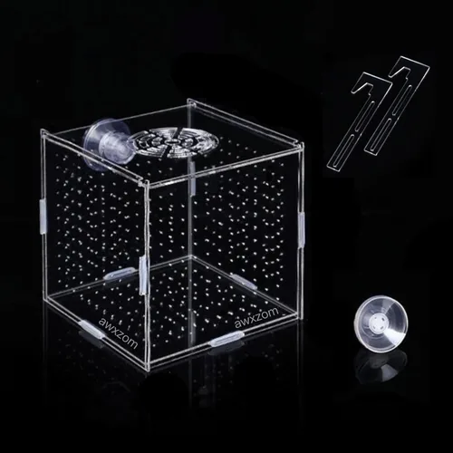 Miniatura 7 de AWXZOM Caja de cría de peces acrílico, caja de aislamiento de peces acrílico, separador de peces para acuario, incubadora de vivero con ventosas