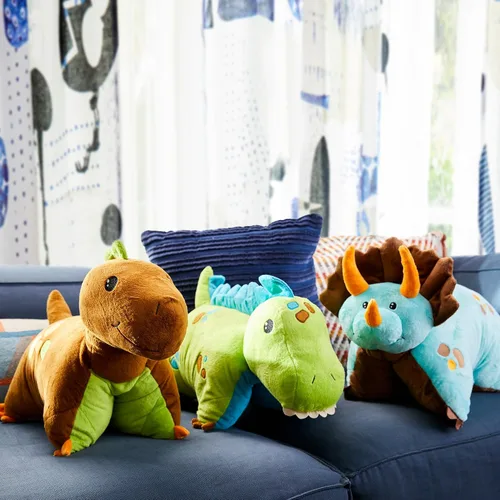 Miniatura 4 de Pillow Pets Dinosaurio azul Triceratops, juguete de peluche de 18 pulgadas