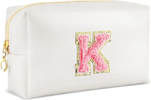 Miniatura 116 de URSKYTOUS Regalos para niñas, bolsa de maquillaje con inicial, bolsa de cosméticos personalizada con cremallera, bonita bolsa de aseo de viaje, Azul