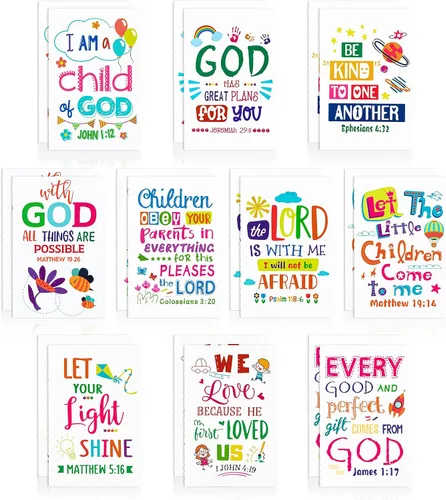 Miniatura 8 de Bloc de notas de versículo bíblico para niños, 20 cuadernos inspiradores a granel para fin de año, mini coloridos escrituras cristianas, blocs
