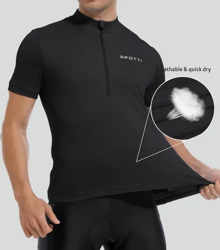 Miniatura 4 de Spotti Playera de manga corta para ciclismo de hombre con 3 bolsillos traseros, transpirable, secado rápido