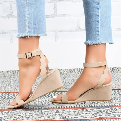 Miniatura 4 de Sandalias sintéticas de plataforma para mujer, con hebilla y correa al tobillo, sandalias de plataforma para mujer, A1-oro, 4.5-10