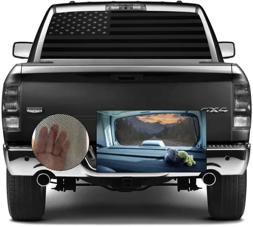 Miniatura 7 de Calcomanías para ventana trasera de camiones, calcomanía de bandera estadounidense para camioneta, calcomanía de vinilo perforado con diseño