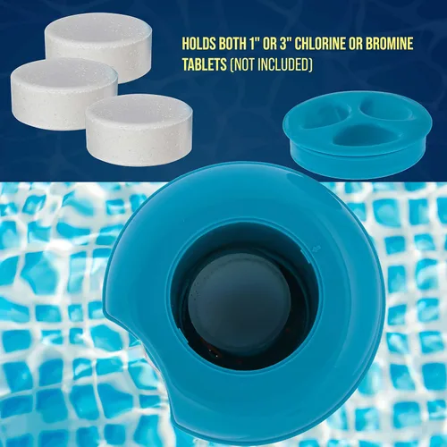 Miniatura 5 de U.S. Pool Supply Dispensador flotante de cloro para piscina con termómetro – Clorador flotante de 8 pulgadas de diámetro, gran capacidad
