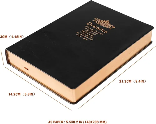 Miniatura 4 de BenOpinion Cuaderno rayado, cubierta de piel sintética negra, papeles gruesos de alta calidad de 3.53 oz/m² con borde dorado, 416 páginas A5