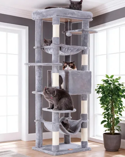 Miniatura 12 de Heybly Árbol para Gatos para Gatos Grandes de 20 libras de Servicio Pesado, Torre para Gatos XXL de 60 pulgadas para Gatos de Interior, Condominio