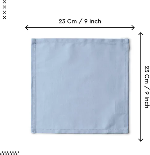 Miniatura 5 de Encasa XO Cocktail Cloth Napkins Set of 12 Pure Cotton Table Napkin Size (9"x9") B Grey Solid Machine Washable
