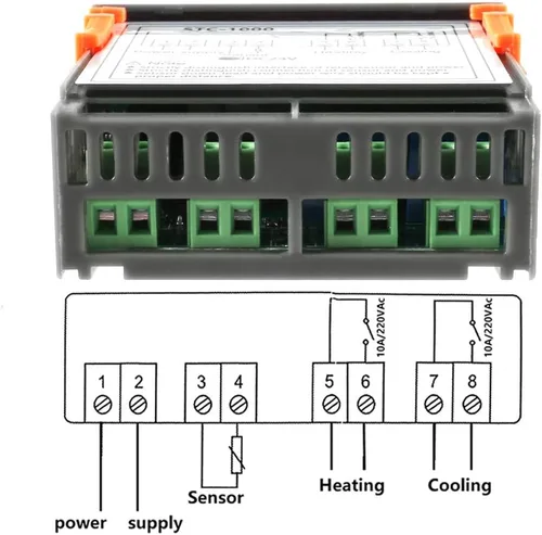 Miniatura 5 de Dorhea Controlador de temperatura LCD digital 10A DC 24V Termostato STC-1000 3.3 ft Sensor NTC Termostato Regulador Calentador Enfriador 2 Salida