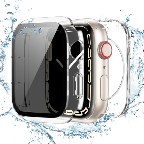 Miniatura 11 de Tensea (2 en 1) Funda protectora de pantalla impermeable para Apple Watch 41mm Serie 9 8 7, iWatch cubierta protectora de cara de PC con película