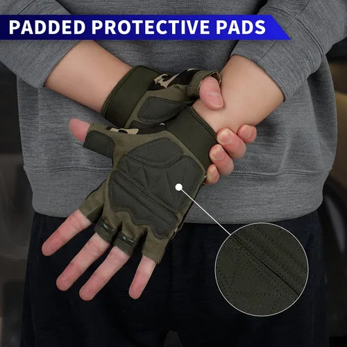Miniatura 5 de Guantes sin dedos Fioretto para Airsoft, tiro, medio dedo, caza, senderismo, ciclismo, conducción, motocicleta, escalada, guantes de trabajo M210603