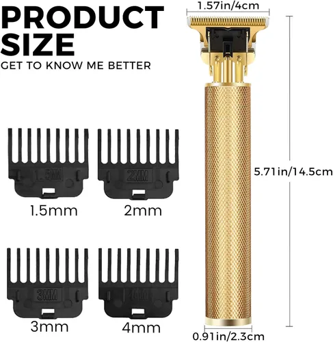Miniatura 7 de Cortadora de barba y pelo inalámbrica premium para hombres, kit de aseo profesional recargable con hoja en T sin huecos, 4 peines ajustables, regalo