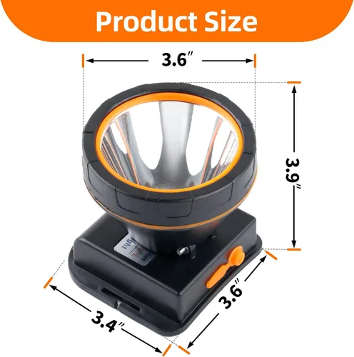 Miniatura 5 de Superbright - Linterna frontal LED recargable, luz de campamento de alta potencia, 2 modos, impermeable, ajustable, cabeza dorada, lámpara