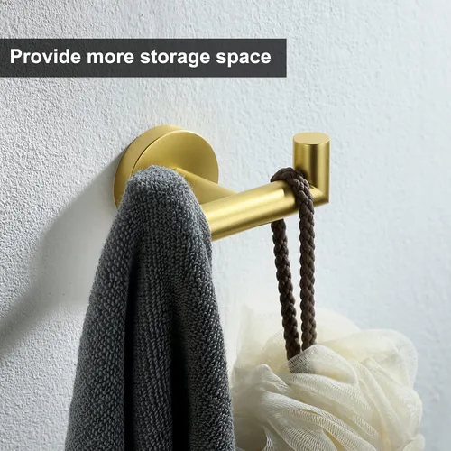 Miniatura 2 de Ganchos para toallas para baños, gancho de toallas de oro cepillado para cocina y baño, gancho de acero inoxidable SUS304, ganchos dobles