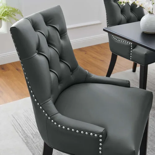 Miniatura 5 de Regent - Silla de comedor de cuero vegano copetudo en color gris