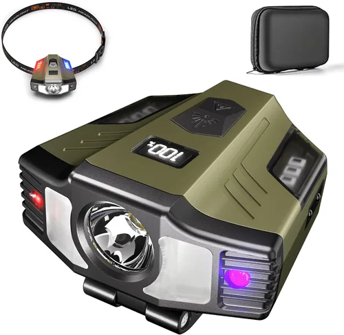 Miniatura 9 de Hopedone Luz LED para casco, 800 lúmenes, recargable, regulable, con clip, luces de casquillo, linterna ajustable de 180°, impermeable, para correr