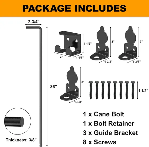 Miniatura 2 de FMhotu Pestillo de Caída de 36 Pulgadas para Puerta, Pestillo de Puerta Resistente para Cercas de Madera y Puertas de Metal, Herraje Tope de Suelo
