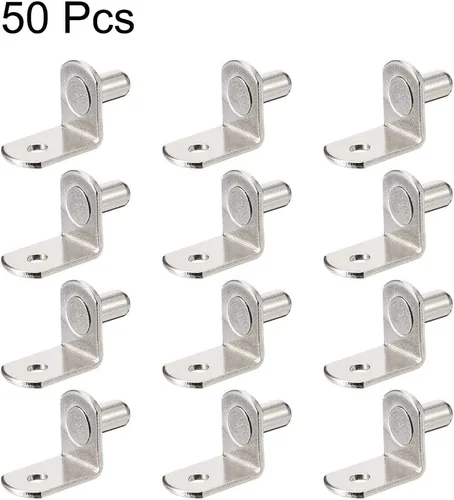 Miniatura 3 de uxcell Clavija de soporte para estante, soporte en forma de L de 0.236 pulgadas, estante de armario de muebles, clavijas de soporte con agujero