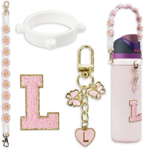 Miniatura 64 de Lindo juego de dijes de letras compatible con botella de agua Owala de 24 oz, 32 oz, 40 oz, Owala Kids, vaso térmico de café Owala, Owala FreeSip
