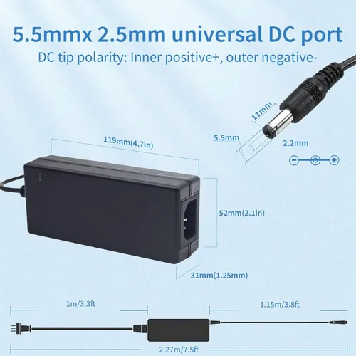 Miniatura 5 de Adaptador de fuente de alimentación 12V 5A, transformador de CA 100-240V a CC 12V, para cámaras de vigilancia de seguridad CCTV, enrutador, luz