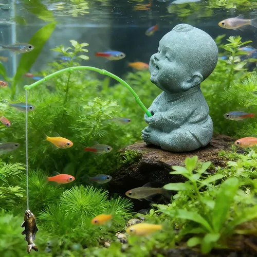 Miniatura 2 de Mini estatua de pescador para acuario, pequeñas figuras de pesca japonesas para jardín de hadas, acuario, estanque, bonsái, pecera, accesorios