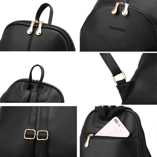 Miniatura 5 de Nevenka mochila informal estilo cartera de imitación cuero con cierre para mujer