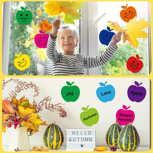 Miniatura 6 de Geyee 108 recortes de manzanas de papel para tablones de anuncios, recortes surtidos de manzanas, troqueles para profesores, proyectos de bricolaje