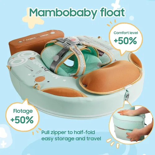 Miniatura 5 de Mambobaby - Flotador de piscina para bebé no inflable con cola y toldo, protección solar UPF 50+, sin volteo, flotador de natación para bebé