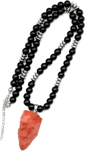 Miniatura 10 de ElisaJewelryArt - Collar unisex con dije de cristal de amatista puntiaguda natural y piedra de ónix negro, con cierre de piedra de Feng Shui, collar