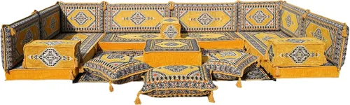 Miniatura 36 de arabicsofa Cojines de piso árabe en forma de U – Sofá tradicional Majlis con sofá otomano