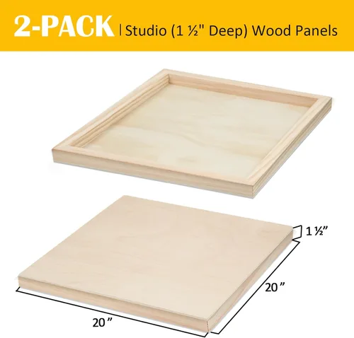 Miniatura 2 de Falling in Art Paquete de 2 paneles de lienzo de madera sin terminar, kit de paneles de madera de abedul de galería de 20 x 20 pulgadas, tablas