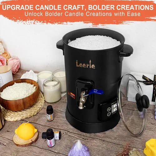 Miniatura 2 de Leerie Derretidor de cera digital de 12 libras para hacer velas, olla de fusión de cera de vela D6 con control preciso de temperatura y núcleo