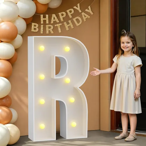 Miniatura 61 de IMPRSV Letras de mosaico iluminadas de marquesina, 4 pies para globos y fiestas, decoración de kit de arco
